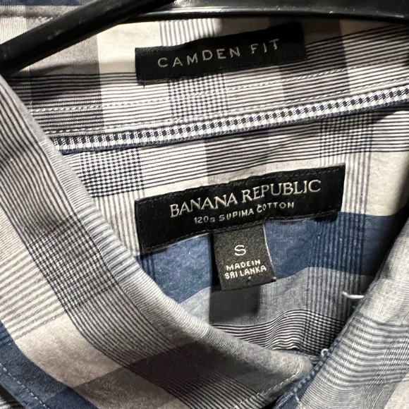 BANANA REPUBLIC CAMDEN FIT CASUAL PLAID SHIRT SIZE S - Picture 2 of 2